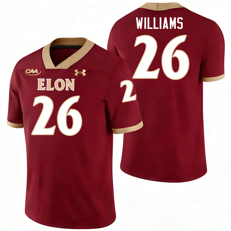 Elon Phoenix #26 Jimmyll Williams College Football Jerseys,Uniforms-Maroon